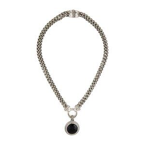 DAVID YURMAN Diamond Double Wheat 16" Chain With Diamonds & Onyx Pendant
